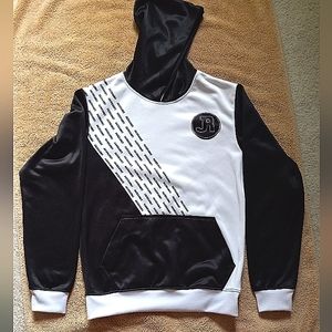 Jackrabbit hooded lightweight Black and White pull over. YL
